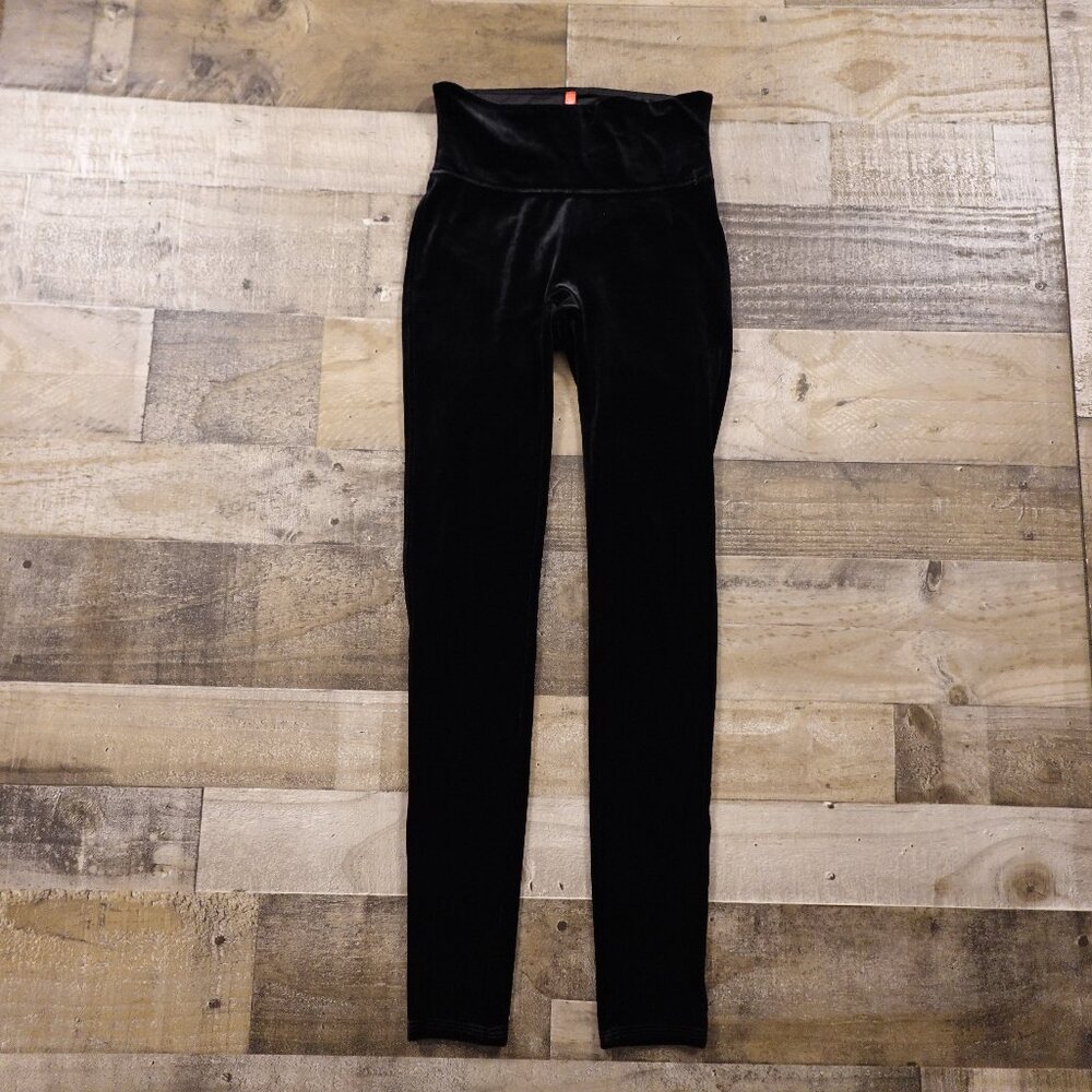 Spanx Velvet Leggings Black High Rise Shaping Tight‎ Women's Size Small